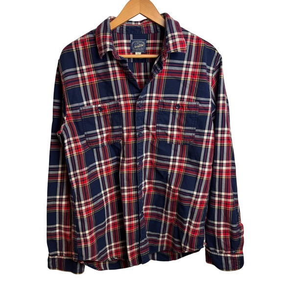 J. Crew Factory Other - J.Crew‎ Mens Flannel Button Down Shirt L Navy Red White Lumberjack Rugged Preppy